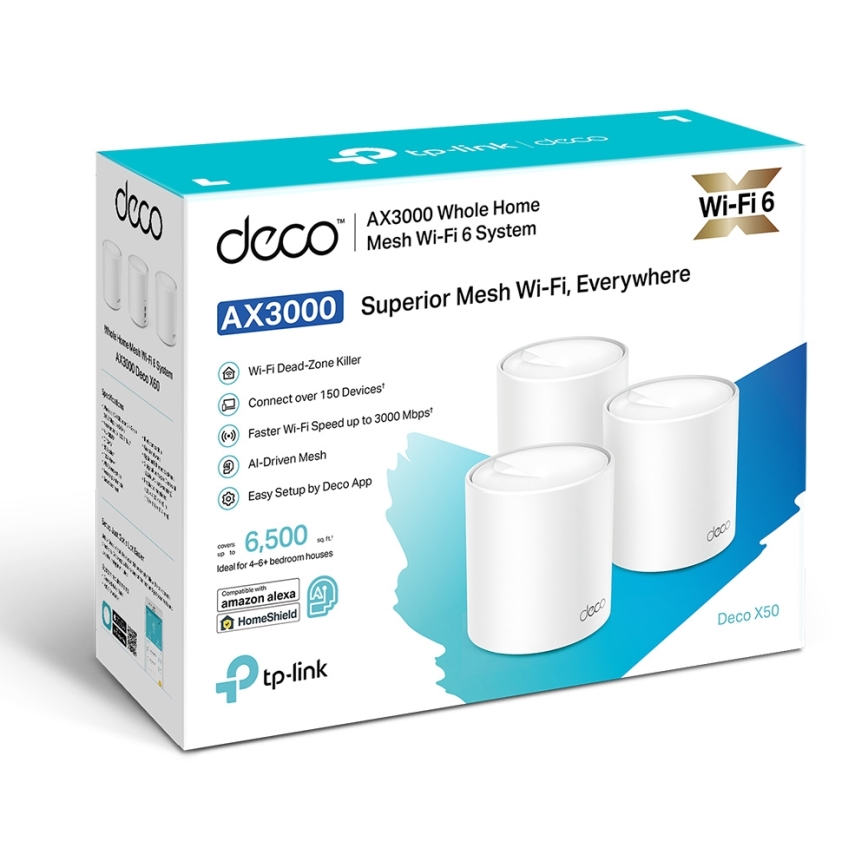 TP-Link - 3er-Set Wi‑Fi 6 Mesh-System für das gesamte Zuhause Deco X50