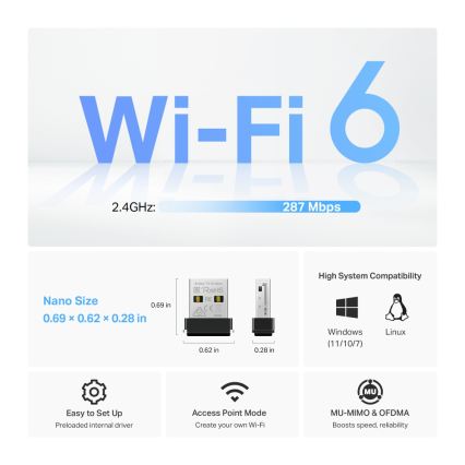 TP-Link - Drahtloser Wi‑Fi 6 USB-Nano-Adapter