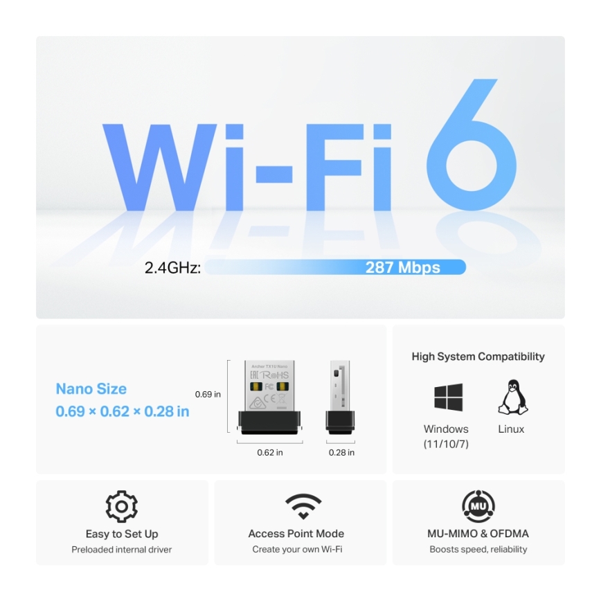 TP-Link - Drahtloser Wi‑Fi 6 USB-Nano-Adapter
