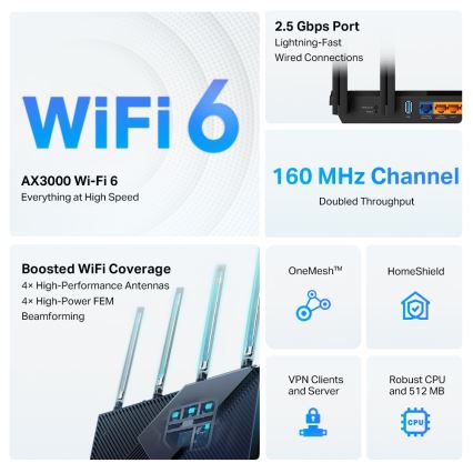TP-Link - Dualband-Multigigabit-Wi-Fi-6-Router mit 2,5G-Port Archer AX55 Pro