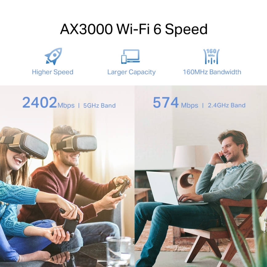 TP-Link - Dualband Wi-Fi 6 Extender RE705X