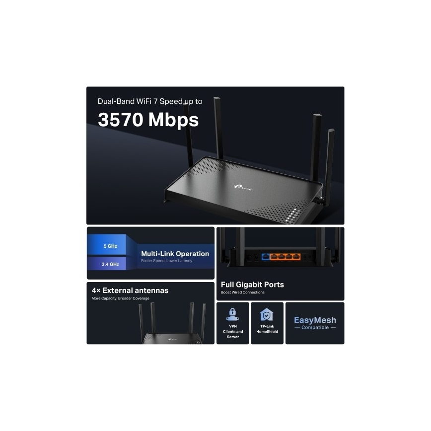 TP-Link - Dualband-Wi-Fi-7-Router Archer BE220