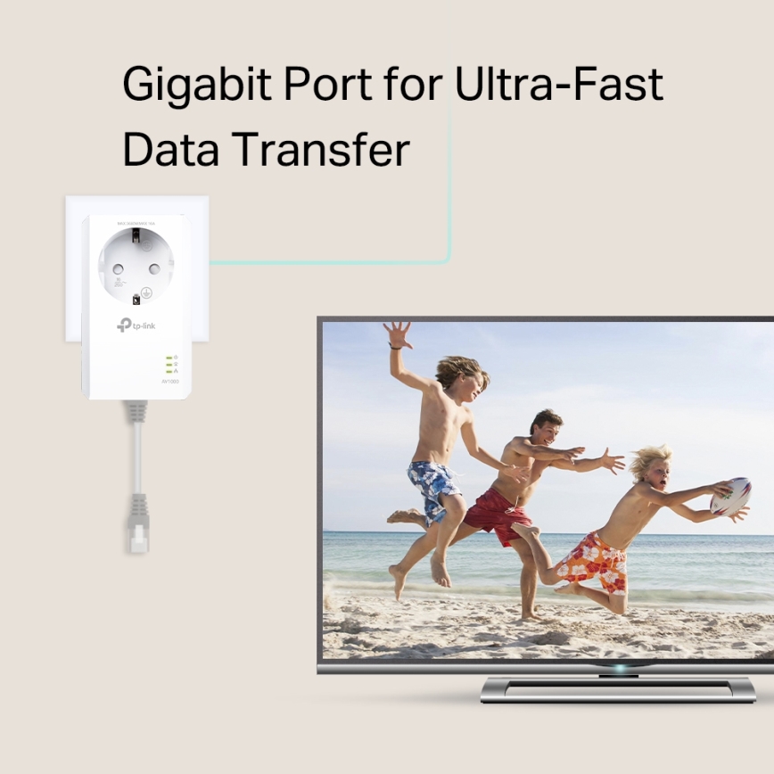 TP-Link - Gigabit-Powerline-Set mit Durchgangssteckdose und WLAN