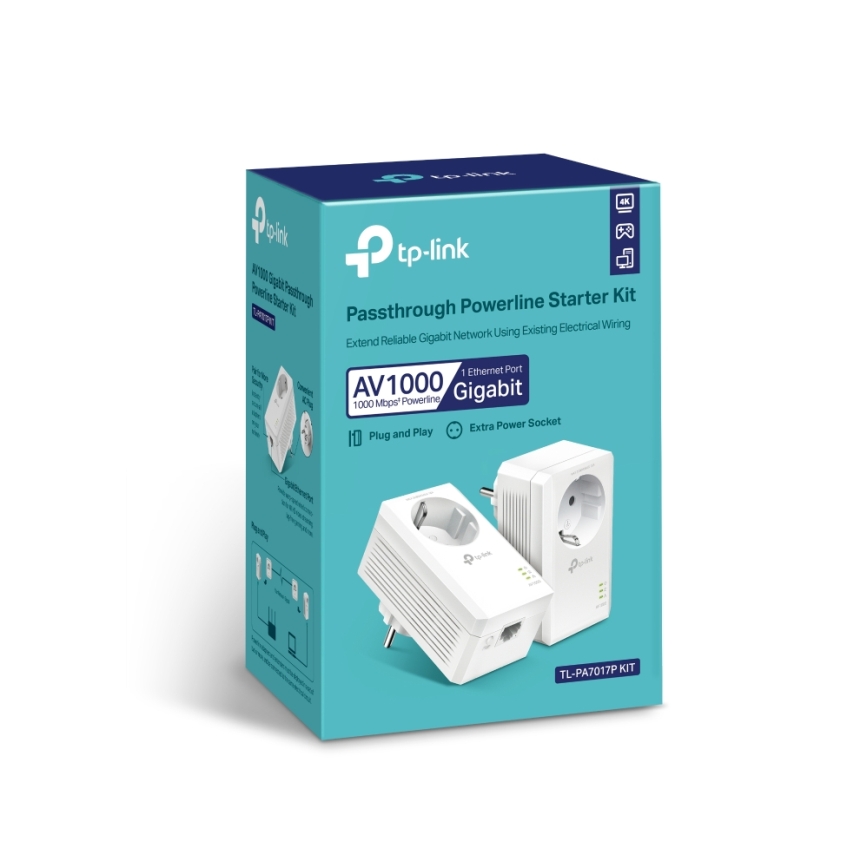 TP-Link - Gigabit-Powerline-Set mit Durchgangssteckdose und WLAN