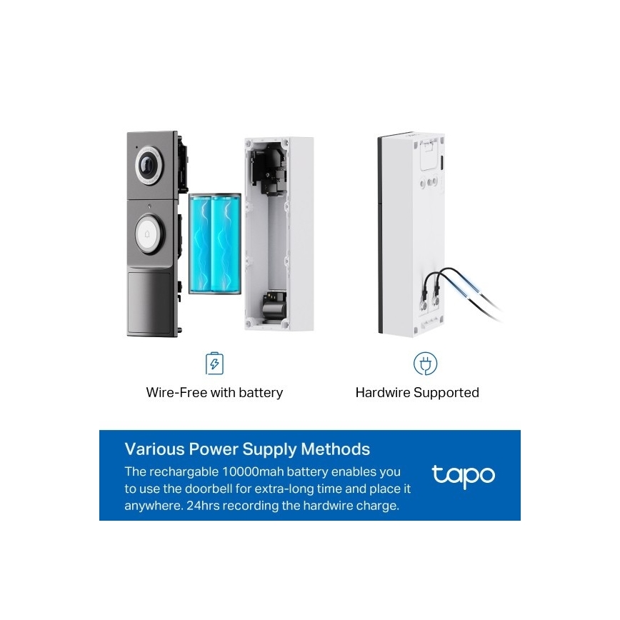 TP-Link - Intelligente Video-Türklingel 2K 10000 mAh IP66 Wi-Fi Tuya