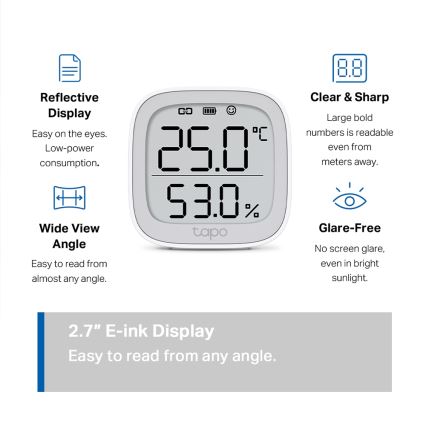 TP-Link - Intelligenter Monitor zur präzisen Messung von Temperatur und Luftfeuchtigkeit 2xAAA