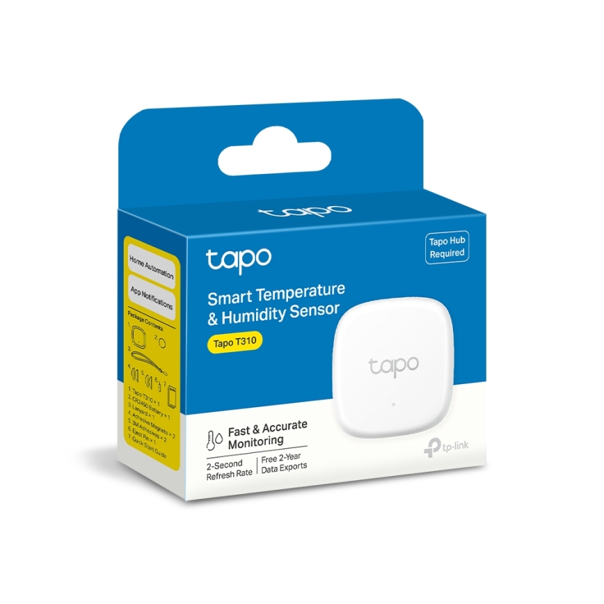 TP-Link - Intelligenter Sensor zur präzisen Messung von Temperatur und Luftfeuchtigkeit, 1×CR2450, Wi‑Fi