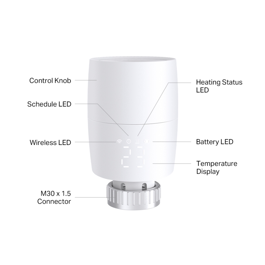 TP-Link – Intelligenter Thermostatkopf mit LCD-Display, 2×AA, Tuya