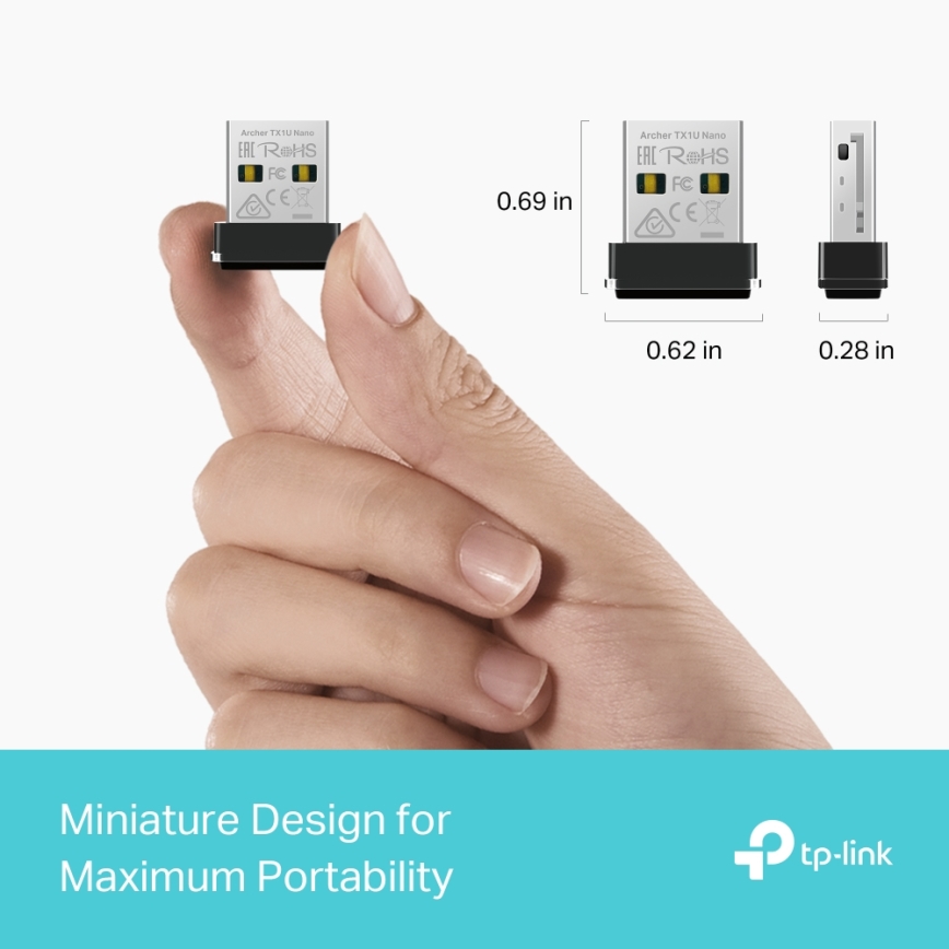 TP-Link - Kabelloser Wi-Fi 6 USB Nano-Adapter Archer TX1U Nano