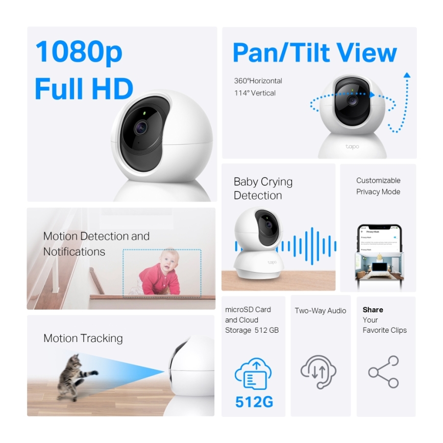 TP-Link - Smarte schwenkbare WLAN-Sicherheitskamera