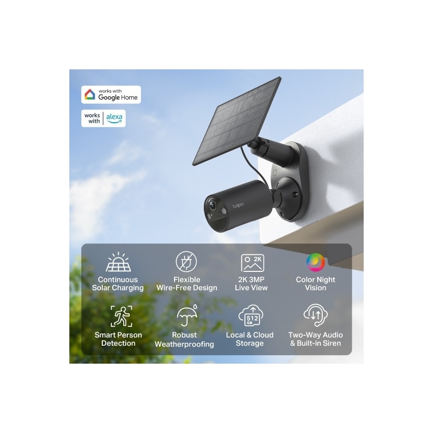 TP-Link - Solarkamera für den Außenbereich mit Sensor, IP65, Wi-Fi