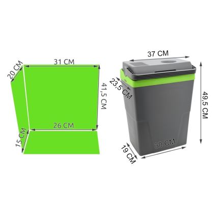 Tragbare Autokühlbox 22 l 55W/12V/230V grau/grün