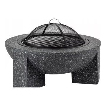 Tragbare Feuerstelle mit Grillrost 74x30 cm schwarz/dunkler Granit