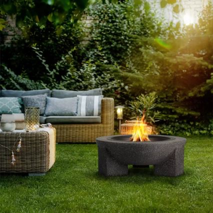 Tragbare Feuerstelle mit Grillrost 74x30 cm schwarz/dunkler Granit