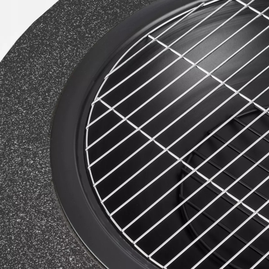 Tragbare Feuerstelle mit Grillrost 74x30 cm schwarz/dunkler Granit
