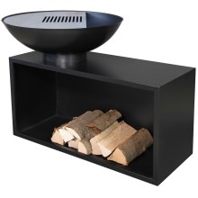 Tragbare Holz-Feuerstelle mit Grillplatte GIANT schwarz