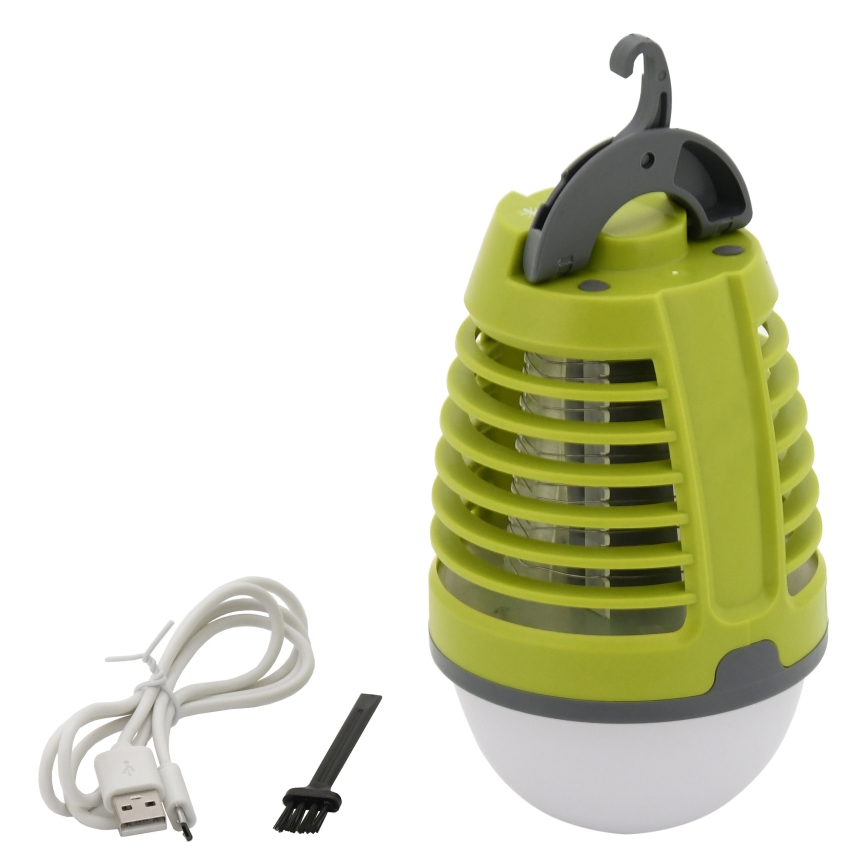 Tragbare wiederaufladbare LED-Lampe mit Insektenfalle LED/2W/3,7V 1800 mAh IPX4 grün