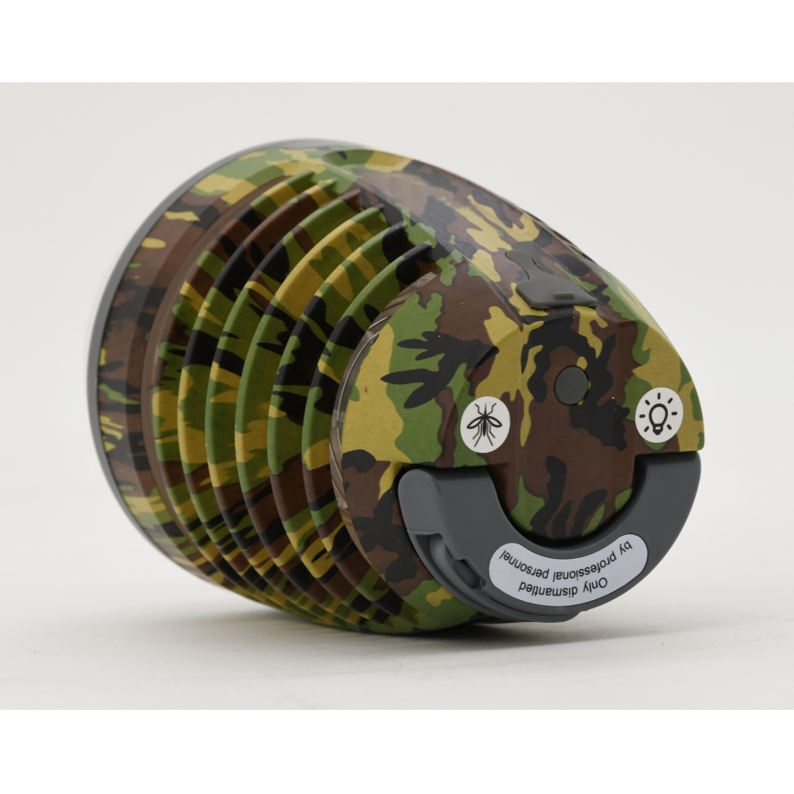 Tragbare wiederaufladbare LED-Leuchte mit Insektenfalle LED/2W/3,7V 1800 mAh IPX4 Camouflage