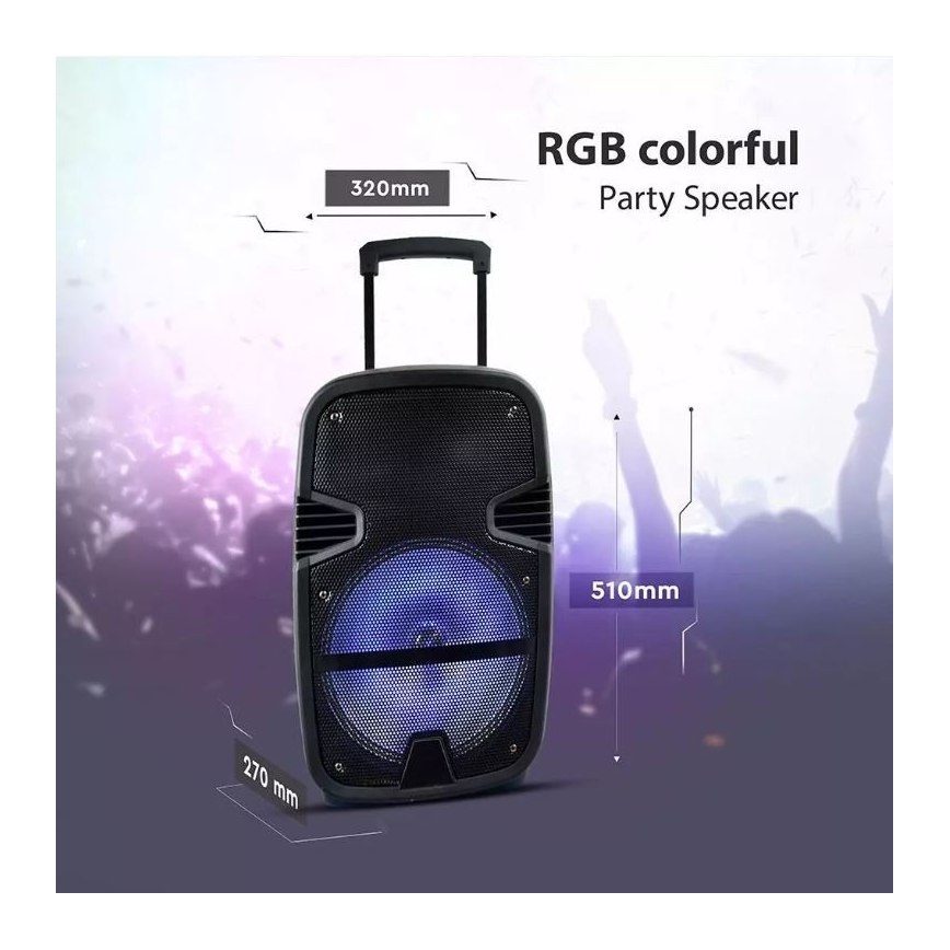 Tragbarer Bluetooth-Lautsprecher mit Mikrofon 35W/3,7V LED RGB + FB