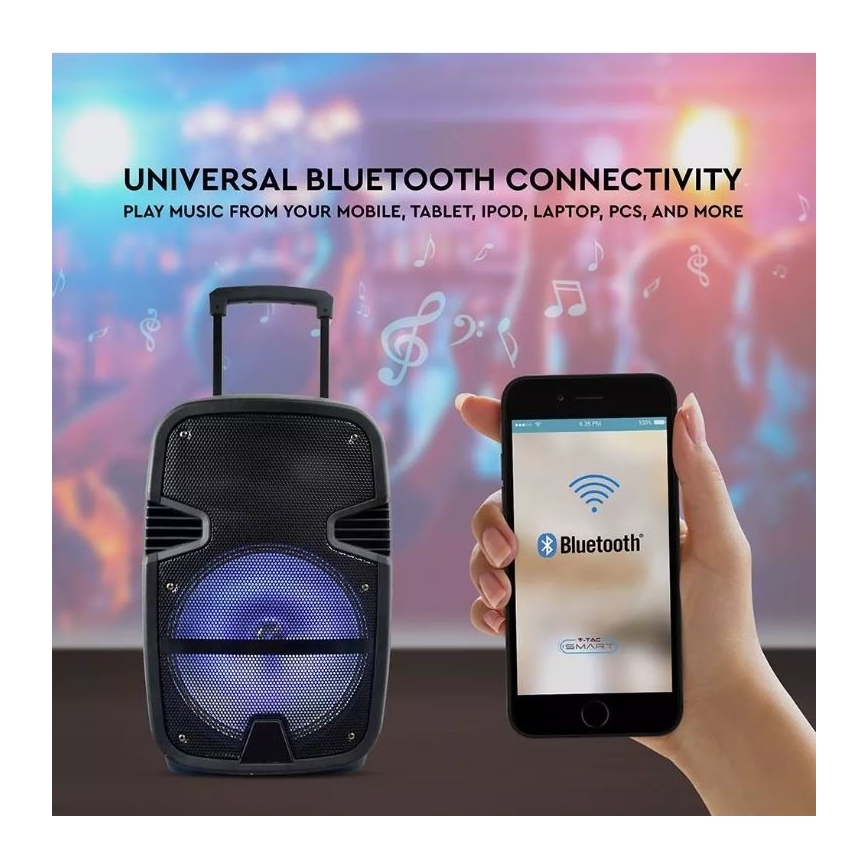 Tragbarer Bluetooth-Lautsprecher mit Mikrofon 35W/3,7V LED RGB + FB