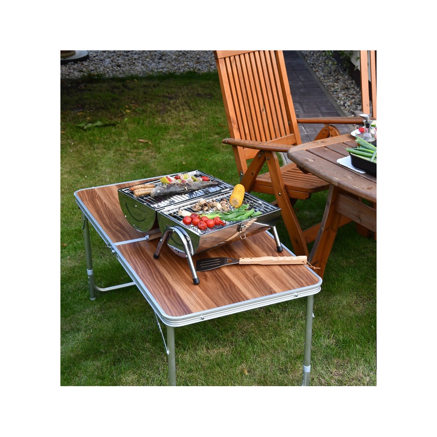 Tragbarer Holzkohlegrill Chrom glänzend
