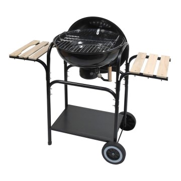 Tragbarer Holzkohlegrill schwarz/holz