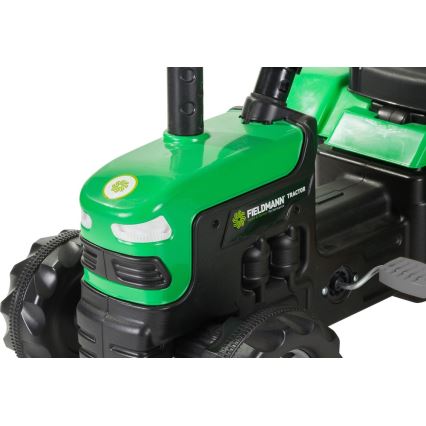 Trettraktor mit Wagen schwarz/grün