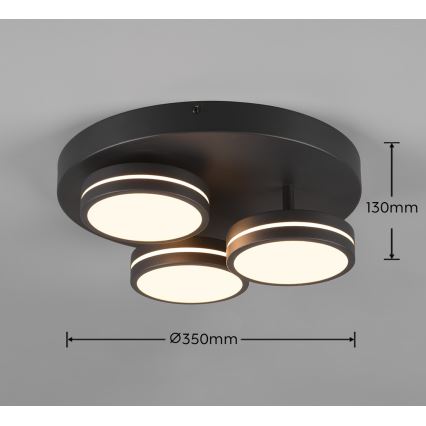 Trio - dimmbare LED-Deckenleuchte FRANKLIN 3xLED/8,5W/230V 3000K Ø 35 cm schwarz