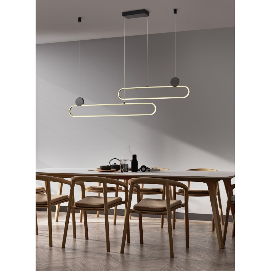 Trio - GRANT, dimmbare LED-Pendelleuchte an Kabel, 54 W / 230 V, 2300/3000/4000 K, schwarz/gold