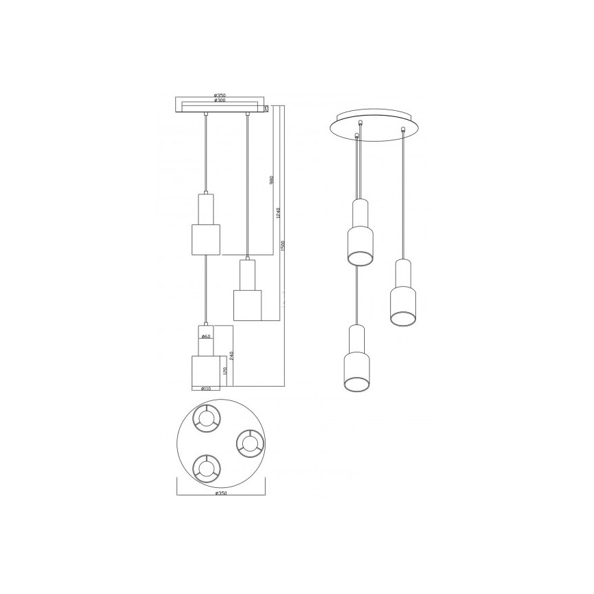 Trio - Hängeleuchte WAILER 3xGU10/5W/230V beige