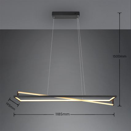 Trio - Dimmbare LED-Hängeleuchte an Kabel EDGE LED/35W/230V 2300/3000/4000K schwarz/gold