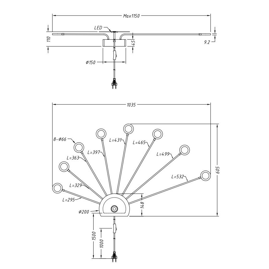 Trio - LED dimmbare Wandleuchte PEACOCK 9xLED/2,6W/230V weiß