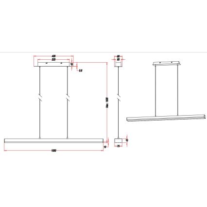 Trio - LED RGB Dimmbare Hängeleuchte an Schnur LIVARO LED/20W/230V Wi-Fi + Fernbedienung