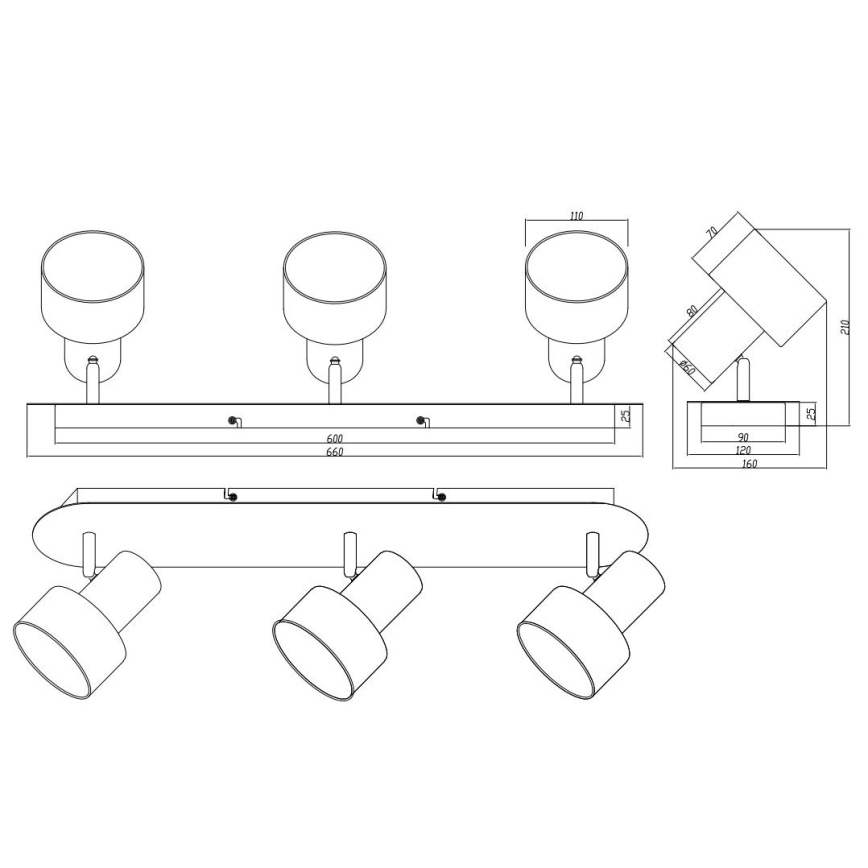 Trio - Spotlight WAILER 3xGU10/5W/230V schwarz