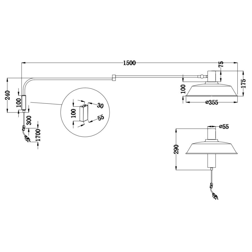 Trio - Wandlampe BOLDER 1xE27/40W/230V