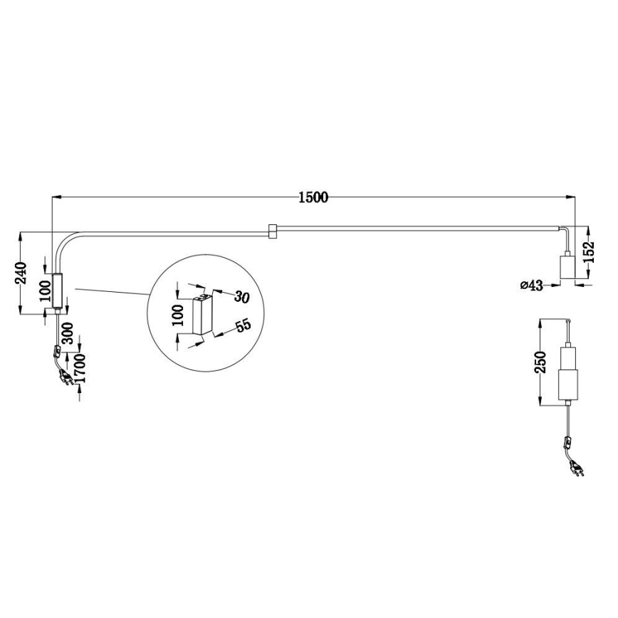 Trio - Wandlampe LINE 1xE27/10W/230V