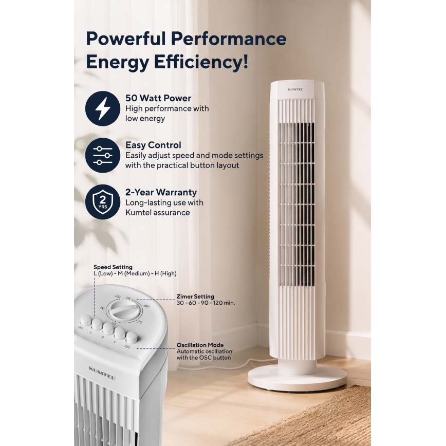 Turmventilator 50W/230V weiß