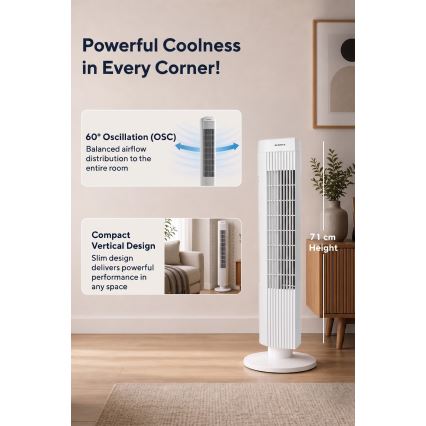 Turmventilator 50W/230V weiß