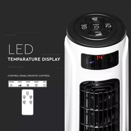 Turmventilator mit Temperaturanzeige und einer Fernbedienung 55W/230V