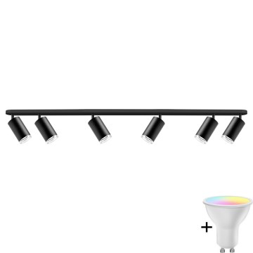 TURYN LED RGBW Dimmbare Badezimmer Einbaulampe 6xGU10/6,5W/230V 2700-6500K Wi-Fi IP44 schwarz