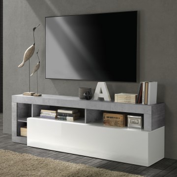 TV-Lowboard LENOR weiß/grau in Betonoptik