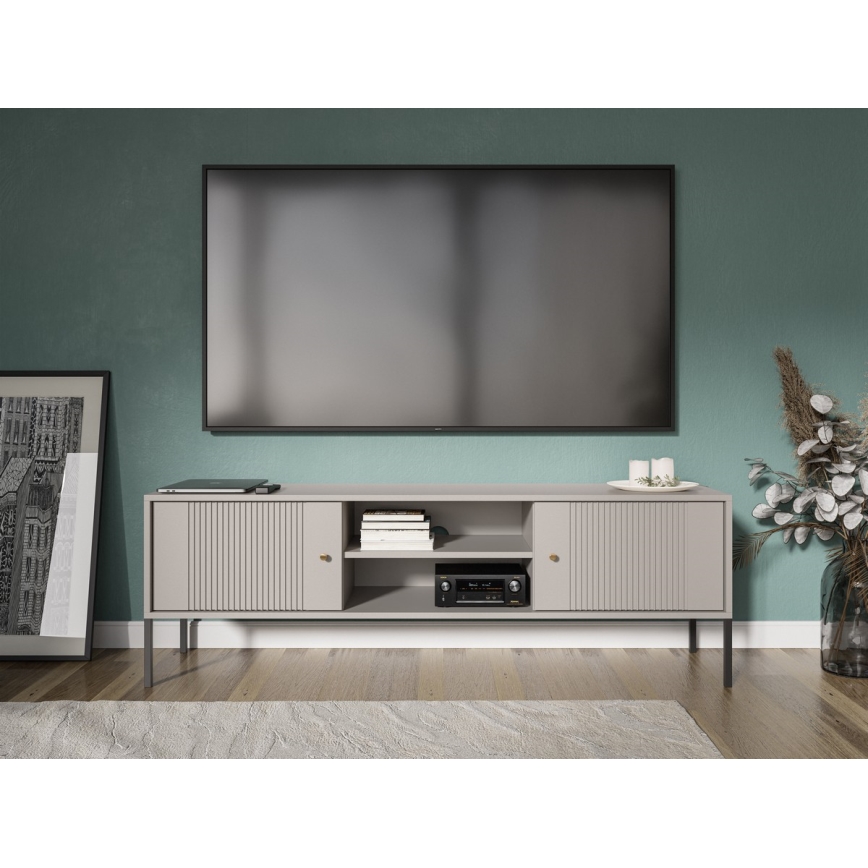 TV-Lowboard LUE Beige/Schwarz
