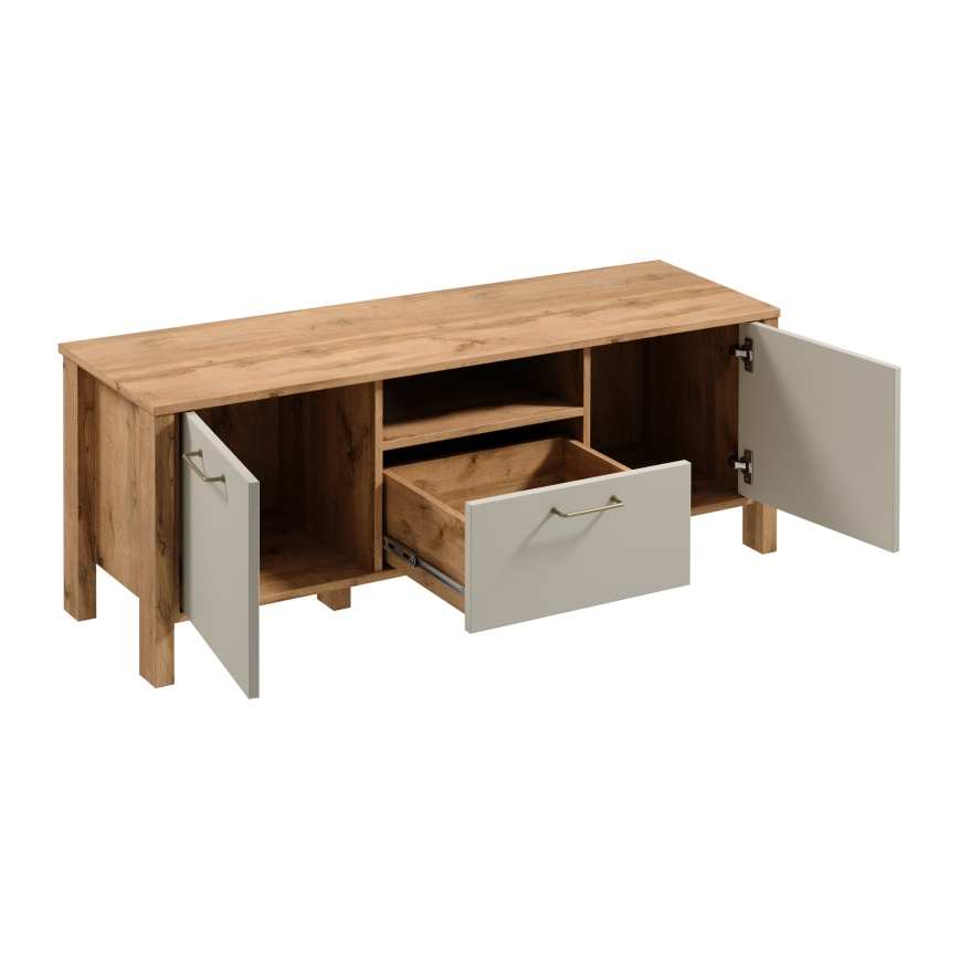 TV-Lowboard MENTA 138x49 cm Eiche Wotan/grau