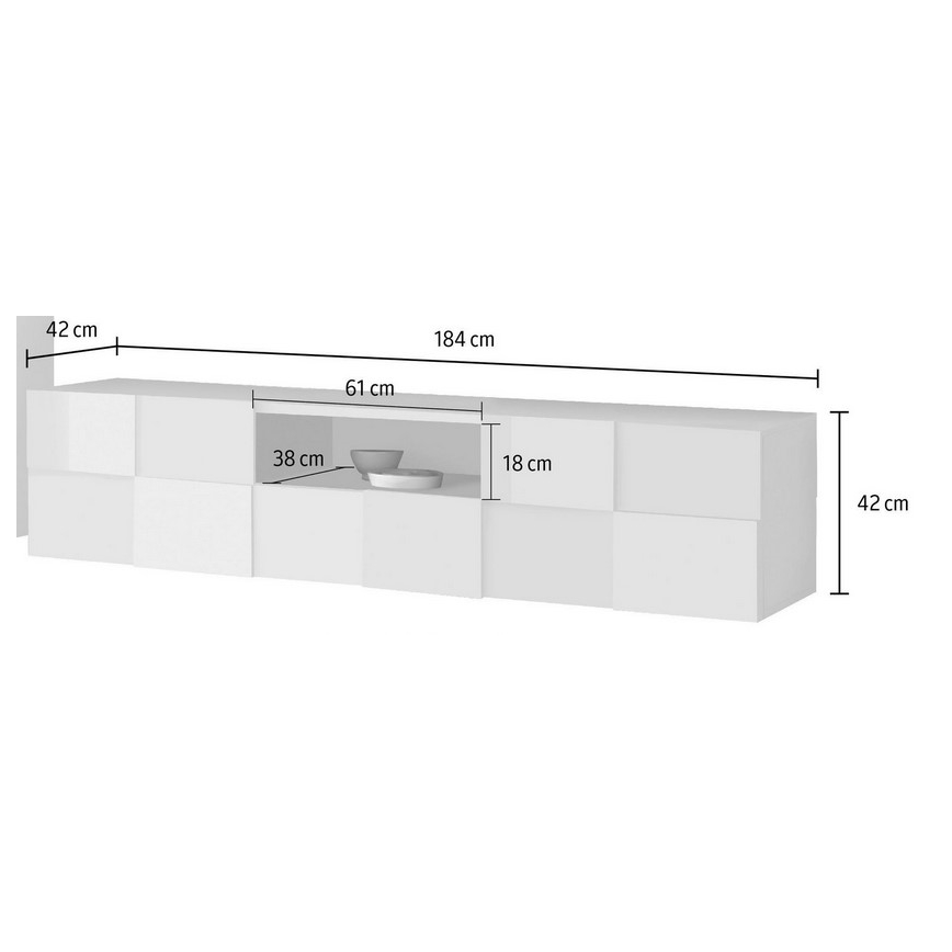 TV-Lowboard SERIAN 184x42x42 cm weiß