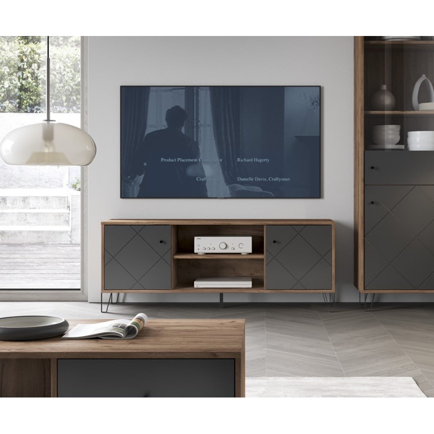 TV-Lowboard SULA Eiche Craft/Schwarz