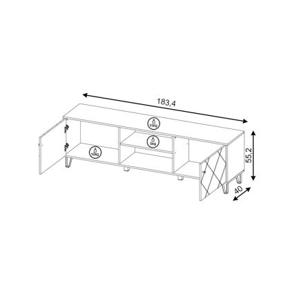TV-Lowboard SULA Eiche Craft/Schwarz