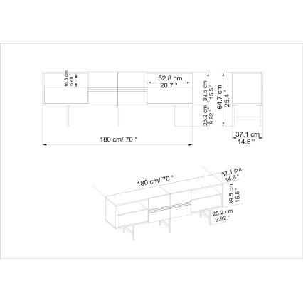 TV-Tisch DERIN 64,7x180 cm weiß