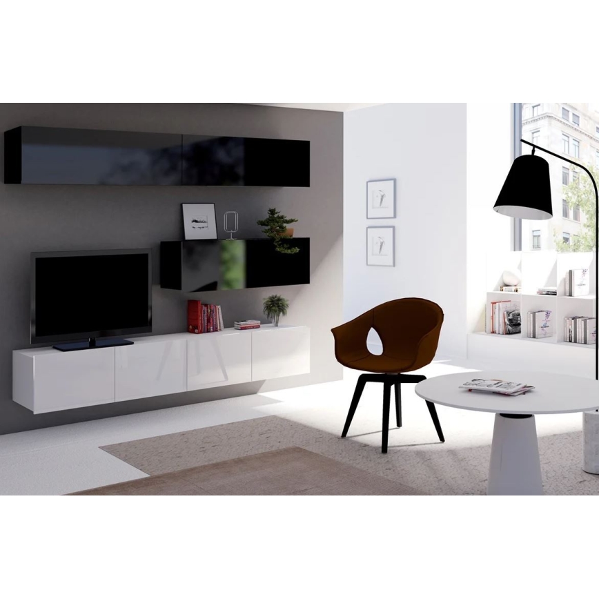 TV-Tisch PAVO 37x100 cm glänzend weiß