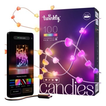 Twinkly - CANDIES dimmbare RGB-LED-Lichterkette, 100 LEDs, 8 m, USB, Wi-Fi