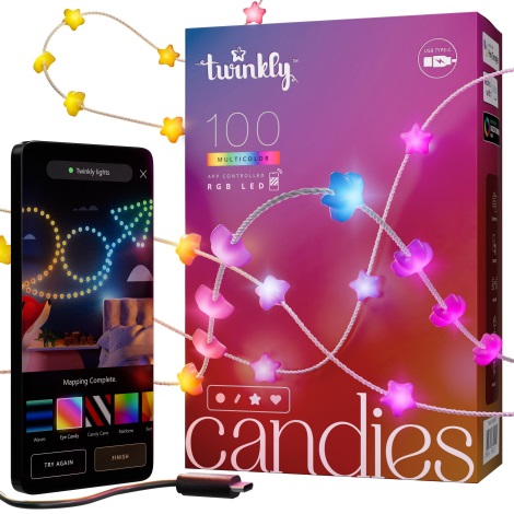 Twinkly - Dimmbare LED-RGB-Weihnachtskette CANDIES 100xLED 8 m USB Wi-Fi